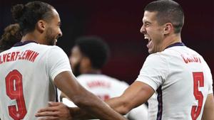England defender Conor Coady (R) celebrates with Dominic Calvert-Lewin.(AP Photo) England defender Conor Coady (R) celebrates with Dominic Calvert-Lewin.(AP Photo)