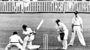 Some archives contain clips going as far back as the 1938 Ashes. Seen here is England batsman Len Hutton hitting a sweep shot during his record-breaking innings of 364 in the Ashes that year.(Popperfoto via Getty Images)