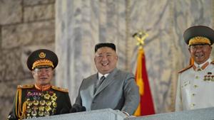 North Korean leader Kim Jong Un reacts as he attends a parade to mark the 75th anniversary of the founding of the ruling Workers' Party of Korea.(KCNA via REUTERS) North Korean leader Kim Jong Un reacts as he attends a parade to mark the 75th anniversary of the founding of the ruling Workers' Party of Korea.(KCNA via REUTERS)