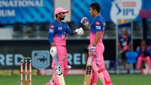 Photo of Rahul Tewatia, Riyan Parag during SRH vs RR IPL 2020 match(IPL/Twitter) Photo of Rahul Tewatia, Riyan Parag during SRH vs RR IPL 2020 match(IPL/Twitter)