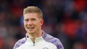 Manchester City's Kevin De Bruyne during the warm up before the match.(REUTERS) Manchester City's Kevin De Bruyne during the warm up before the match.(REUTERS)