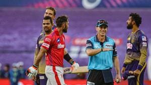 Kolkata Knight Riders players after defeating Kings XI Punjab during IPL 2020 cricket match.(PTI) Kolkata Knight Riders players after defeating Kings XI Punjab during IPL 2020 cricket match.(PTI)
