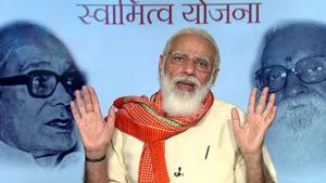 Prime Minister Narendra Modi interacted with the beneficiaries of Svamitva scheme through video conferencing.(ANI Photo) Prime Minister Narendra Modi interacted with the beneficiaries of Svamitva scheme through video conferencing.(ANI Photo)