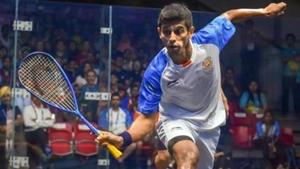 India's Saurav Ghosal in action during men's squash semifinal match against Hong Kong at the 18th Asian Games 2018 in Jakarta.(PTI) India's Saurav Ghosal in action during men's squash semifinal match against Hong Kong at the 18th Asian Games 2018 in Jakarta.(PTI)