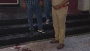 The crime scene at Sector 9 in Chandigarh on Sunday night.(HT Photo) The crime scene at Sector 9 in Chandigarh on Sunday night.(HT Photo)