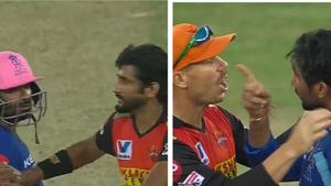 Khaleel Ahmed had an argument with Rahul Tewatia.(Twitter) Khaleel Ahmed had an argument with Rahul Tewatia.(Twitter)