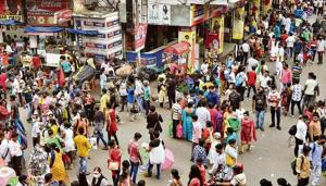 People throng a market for shopping ahead of the upcoming Durga Puja festival at New Market area amid coronavirus pandemic, in Kolkata, Sunday, Oct. 11, 2020.(PTI photo) People throng a market for shopping ahead of the upcoming Durga Puja festival at New Market area amid coronavirus pandemic, in Kolkata, Sunday, Oct. 11, 2020.(PTI photo)