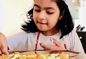 A student of Delhi Public School, Chandigarh, preparing a dish during the virtual activity.(HT) A student of Delhi Public School, Chandigarh, preparing a dish during the virtual activity.(HT)