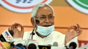 Bihar chief minister and JDU leader Nitish Kumar addresses a press conference on seats sharing arrangements with the NDA for assembly elections, in Patna on Tuesday, October 06 2020. (Photo by Parwaz Khan / Hindustan Times) Bihar chief minister and JDU leader Nitish Kumar addresses a press conference on seats sharing arrangements with the NDA for assembly elections, in Patna on Tuesday, October 06 2020. (Photo by Parwaz Khan / Hindustan Times)