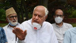 National Conference patron Farooq Abdullah was put under detention after abrogation of Article 370 in August last year. He was released in March this year.(PTI File Photo) National Conference patron Farooq Abdullah was put under detention after abrogation of Article 370 in August last year. He was released in March this year.(PTI File Photo)