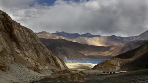 Pangong Tso lake is seen near the India China border in India's Ladakh area.(AP) Pangong Tso lake is seen near the India China border in India's Ladakh area.(AP)