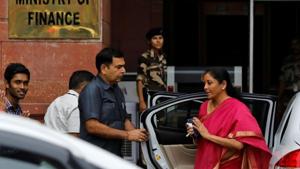 Finance Minister Nirmala Sitharaman arrives at her office before leaving for parliament to present the federal budget in New Delhi.(REUTERS/ File photo) Finance Minister Nirmala Sitharaman arrives at her office before leaving for parliament to present the federal budget in New Delhi.(REUTERS/ File photo)