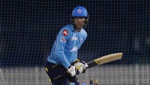 Alex Carey during a practice session ahead of DC’s match against RR.(Delhi Capitals) Alex Carey during a practice session ahead of DC’s match against RR.(Delhi Capitals)