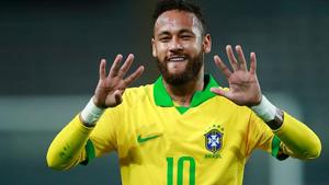 Neymar celebrates his hat-trick against Peru.(Getty Images) Neymar celebrates his hat-trick against Peru.(Getty Images)