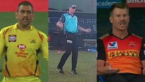 IPL 2020 SRH vs CSK: MS Dhoni looked angry at Paul Reiffel for thinking the ball was a wide.(IPL/Screengrabs) IPL 2020 SRH vs CSK: MS Dhoni looked angry at Paul Reiffel for thinking the ball was a wide.(IPL/Screengrabs)