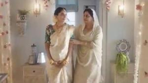 The Tanishq advertisement showed a Muslim family celebrating a traditional Hindu baby shower ceremony for their pregnant daughter-in-law. The Tanishq advertisement showed a Muslim family celebrating a traditional Hindu baby shower ceremony for their pregnant daughter-in-law.