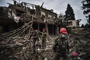 The collapse of two Russia brokered ceasefires had already dimmed the prospect of a quick end to fighting that broke out on Sept. 27 over Nagorno-Karabakh(AP) The collapse of two Russia brokered ceasefires had already dimmed the prospect of a quick end to fighting that broke out on Sept. 27 over Nagorno-Karabakh(AP)