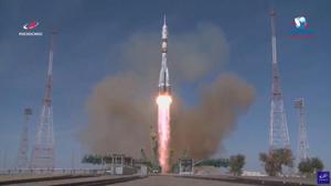 The Soyuz MS-17 spacecraft carrying the crew formed of Kathleen Rubins of NASA, Sergey Ryzhikov and Sergey Kud-Sverchkov of the Russian space agency Roscosmos blasts off to the International Space Station (ISS) from the launchpad at the Baikonur Cosmodrome, Kazakhstan October 14, 2020, in this still image taken from video. Russian space agency Roscosmos/Handout via REUTERS(REUTERS) The Soyuz MS-17 spacecraft carrying the crew formed of Kathleen Rubins of NASA, Sergey Ryzhikov and Sergey Kud-Sverchkov of the Russian space agency Roscosmos blasts off to the International Space Station (ISS) from the launchpad at the Baikonur Cosmodrome, Kazakhstan October 14, 2020, in this still image taken from video. Russian space agency Roscosmos/Handout via REUTERS(REUTERS)