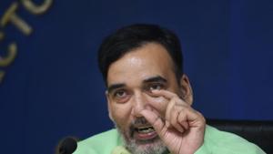 Delhi environment minister Gopal Rai addresses a press conference on current situation of pollution in Delhi and NCR.(PTI) Delhi environment minister Gopal Rai addresses a press conference on current situation of pollution in Delhi and NCR.(PTI)