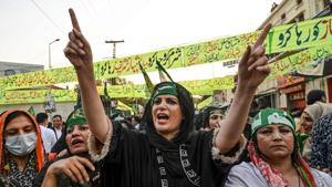Activists of the Pakistani Muslim League - Nawaz (PML-N) shout slogans in support of Pakistan Opposition Leader and PML-N President Shahbaz Sharif during a protest rally in Lahore on October 3.(AFP file) Activists of the Pakistani Muslim League - Nawaz (PML-N) shout slogans in support of Pakistan Opposition Leader and PML-N President Shahbaz Sharif during a protest rally in Lahore on October 3.(AFP file)