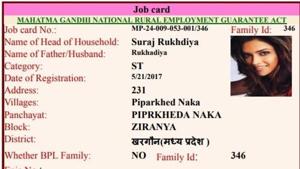The names and addresses of the beneficiaries are real on about a dozen of job cards but the photographs are of the two actresses. The names and addresses of the beneficiaries are real on about a dozen of job cards but the photographs are of the two actresses.