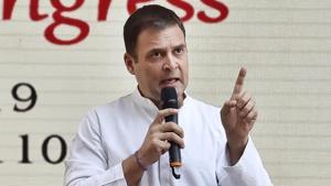 Rahul Gandhi slammed the government over IMF’s GDP projection for India this fiscal year.(Ajay Aggarwal/HT Photo) Rahul Gandhi slammed the government over IMF’s GDP projection for India this fiscal year.(Ajay Aggarwal/HT Photo)