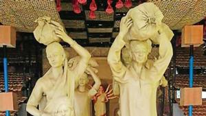 A Durga Puja Pandal in Salt Lake, Kolkata.(HT Photo) A Durga Puja Pandal in Salt Lake, Kolkata.(HT Photo)