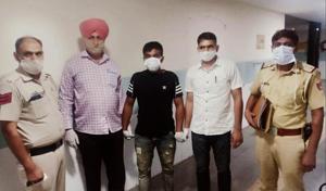 Parveen Kumar, alias Bhima, a shooter for the Lawrence Bishnoi gang in police custody in Chandigarh on Friday.(HT Photo) Parveen Kumar, alias Bhima, a shooter for the Lawrence Bishnoi gang in police custody in Chandigarh on Friday.(HT Photo)