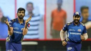 Mumbai Indians (MI) player Jasprit Bumrah celebrates the wicket of Kolkata Knight Riders batsman Andre Russell during Indian Premier League (IPL) cricket match, at Sheikh Zayed Stadium in Abu Dhabi.(PTI) Mumbai Indians (MI) player Jasprit Bumrah celebrates the wicket of Kolkata Knight Riders batsman Andre Russell during Indian Premier League (IPL) cricket match, at Sheikh Zayed Stadium in Abu Dhabi.(PTI)