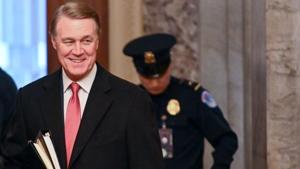 US Sen. David Perdue mispronounced Democratic vice-presidential nominee Kamala Harris’ name and it was met with cheers and laughter at a Georgia rally.(REUTERS) US Sen. David Perdue mispronounced Democratic vice-presidential nominee Kamala Harris’ name and it was met with cheers and laughter at a Georgia rally.(REUTERS)