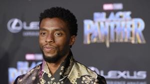 In this Jan. 29, 2018 file photo, Chadwick Boseman, a cast member in Black Panther, poses at the premiere of the film in Los Angeles.(Chris Pizzello/Invision/AP) In this Jan. 29, 2018 file photo, Chadwick Boseman, a cast member in Black Panther, poses at the premiere of the film in Los Angeles.(Chris Pizzello/Invision/AP)