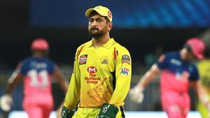 Chennai Super Kings captain Mahendra Singh Dhoni during IPL 2020 cricket match against Rajasthan Royals.(PTI) Chennai Super Kings captain Mahendra Singh Dhoni during IPL 2020 cricket match against Rajasthan Royals.(PTI)