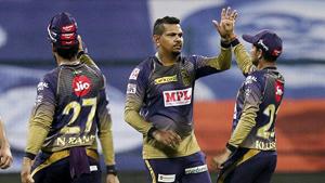 Abu Dhabi: Kolkata Knight Riders player Sunil Narine celebrates(PTI) Abu Dhabi: Kolkata Knight Riders player Sunil Narine celebrates(PTI)