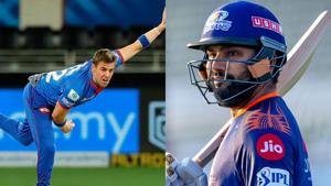 IPL 2020: Anrich Nortje bowling to Rohit Sharma will make for an interesting battle.(IPL/Twitter) IPL 2020: Anrich Nortje bowling to Rohit Sharma will make for an interesting battle.(IPL/Twitter)