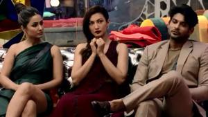 Bigg Boss 14: A still of the seniors Hina Khan, Gauahar Khan and Sidharth Shukla. Bigg Boss 14: A still of the seniors Hina Khan, Gauahar Khan and Sidharth Shukla.