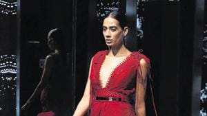 Model Sony Kaur in designer duo Rohit Gandhi and Rahul Khanna creation.