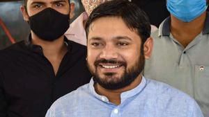 CPI leader Kanhaiya Kumar leaves for an election rally ahead of Bihar assembly polls in Patna on Monday.(PTI PHOTO.) CPI leader Kanhaiya Kumar leaves for an election rally ahead of Bihar assembly polls in Patna on Monday.(PTI PHOTO.)
