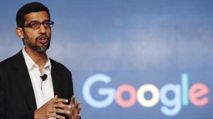 In this photo, Google CEO Sundar Pichai speaks during a news conference in New Delhi.(AP) In this photo, Google CEO Sundar Pichai speaks during a news conference in New Delhi.(AP)