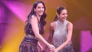 Nora Fatehi with Malaika Arora on India’s Best Dancer. Nora Fatehi with Malaika Arora on India’s Best Dancer.
