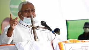 A video from the poll rally showed a visibly irate CM stopping his speech midway to take stock of the slogan shouting people in the crowd. (Photo by Santosh Kumar/ Hindustan Times) A video from the poll rally showed a visibly irate CM stopping his speech midway to take stock of the slogan shouting people in the crowd. (Photo by Santosh Kumar/ Hindustan Times)