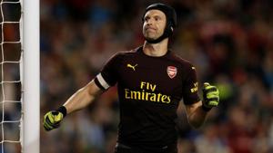 Arsenal's Petr Cech celebrates saving a penalty taken by Chelsea's Ruben Loftus-Cheek during the penalty shootout.(REUTERS) Arsenal's Petr Cech celebrates saving a penalty taken by Chelsea's Ruben Loftus-Cheek during the penalty shootout.(REUTERS)