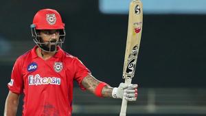 Kings XI Punjab skipper KL Rahul celebrates after scoring the half-century during IPL 2020 cricket match against Chennai Super Kings, at Sharjah Cricket Stadium in Sharjah.(PTI) Kings XI Punjab skipper KL Rahul celebrates after scoring the half-century during IPL 2020 cricket match against Chennai Super Kings, at Sharjah Cricket Stadium in Sharjah.(PTI)