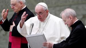 Pope Francis holds the weekly general audience, at the Vatican.(REUTERS) Pope Francis holds the weekly general audience, at the Vatican.(REUTERS)