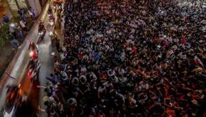 Pro-democracy activists gather in Central Pinklao, suburbs of Bangkok, Thailand on October 20, 2020. Pro-democracy activists gather in Central Pinklao, suburbs of Bangkok, Thailand on October 20, 2020.