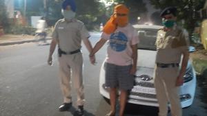 Gurvinder Singh, alias Dhadi, 23, was arrested at a naka in Chandigarh. Gurvinder Singh, alias Dhadi, 23, was arrested at a naka in Chandigarh.
