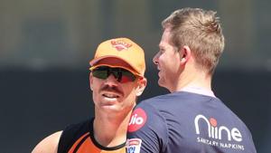 Photo of David Warner, Steve Smith from 26th IPL 2020 match between SRH & RR(IPL/Twitter) Photo of David Warner, Steve Smith from 26th IPL 2020 match between SRH & RR(IPL/Twitter)