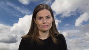 Shocked at first, Katrin Jakobsdottir, after a few moments, smiled and continued answering the question.(Twitter/@katrinjak) Shocked at first, Katrin Jakobsdottir, after a few moments, smiled and continued answering the question.(Twitter/@katrinjak)