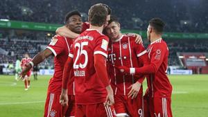 Bayern Munich players celebrate a goal.(Getty Images) Bayern Munich players celebrate a goal.(Getty Images)
