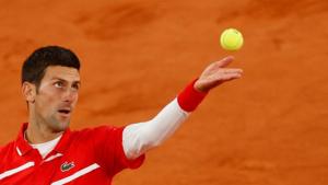 Serbia’s Novak Djokovic in action during the final of 2020 French Open against Spain’s Rafael Nadal.(REUTERS) Serbia’s Novak Djokovic in action during the final of 2020 French Open against Spain’s Rafael Nadal.(REUTERS)