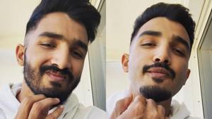 IPL 2020: Devdutt Padikkal surprised the fans with his new look.(RCB/Twitter) IPL 2020: Devdutt Padikkal surprised the fans with his new look.(RCB/Twitter)